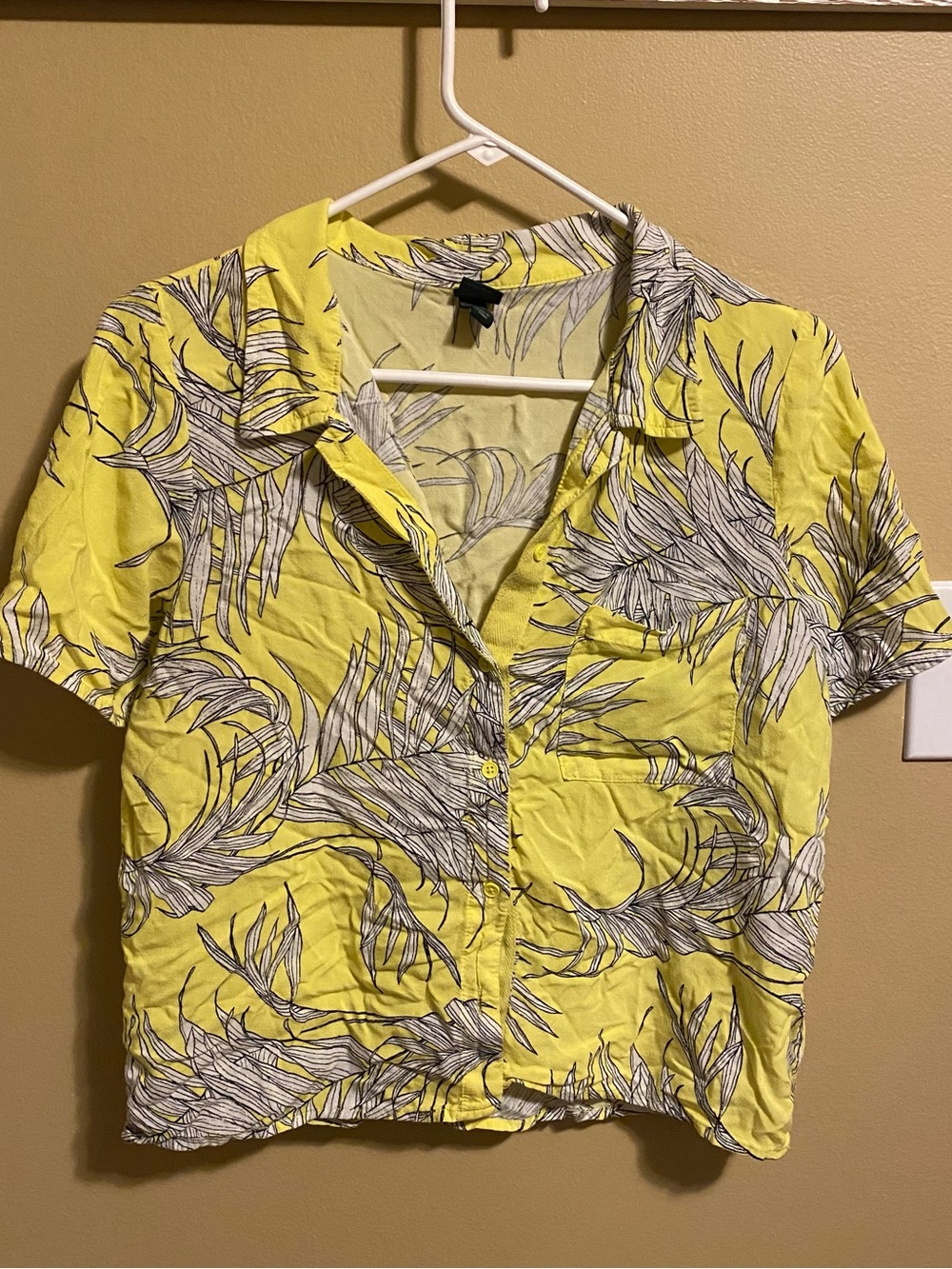 Wilf Fable Neon Yellow Tropical Summer Short Sleeve button up